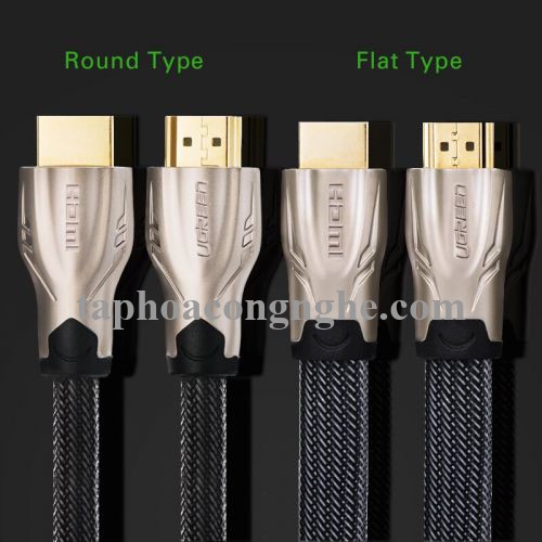 Ugreen 10254 5M màu Đen Cáp tín hiệu HDMI vỏ bọc lưới cao cấp cáp dẹt HD102 30010254